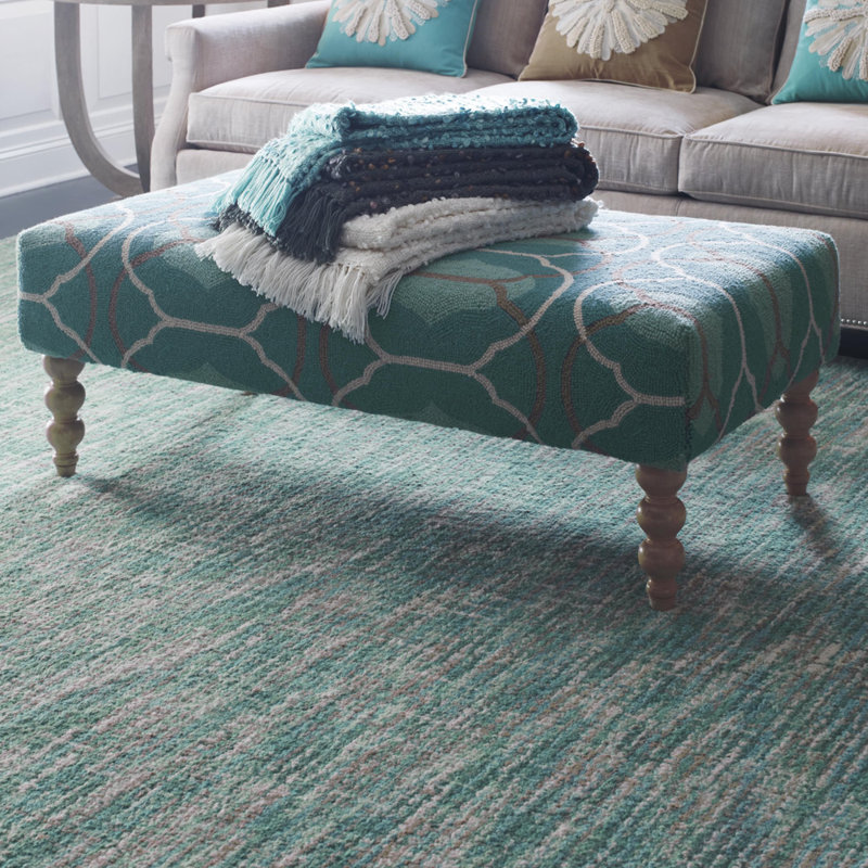 Tweedy Tufted Wool Light green/Brown/White Area Rug, Rectangle 3' x 5'