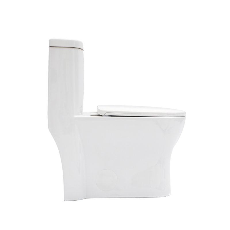 One Piece Of Ceramic Toilet 12 - Inch Rough In 1.22/1.6 Dual Flush Soft Closing Seat 800G Map Quiet Cleaning Easy Hygiene Skirted Style Quick Release Operation Effortless Design