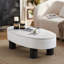 Table basse ovale avec plateau en faux marbre, table basse moderne avec tiroir caché et espace de rangement