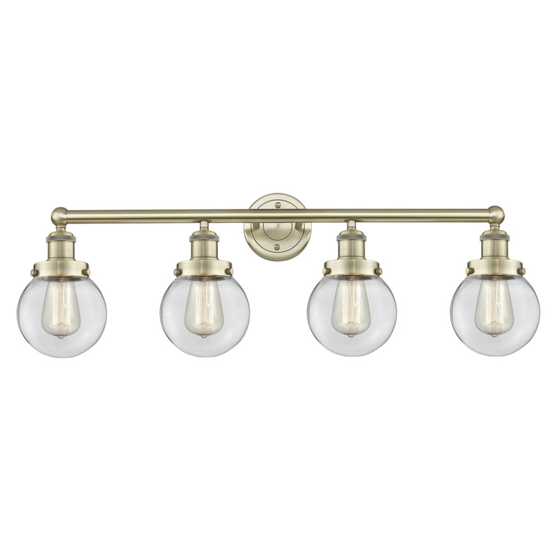 Alphonsa 4 - Light Dimmable Vanity Light, Clear, Antique Brass