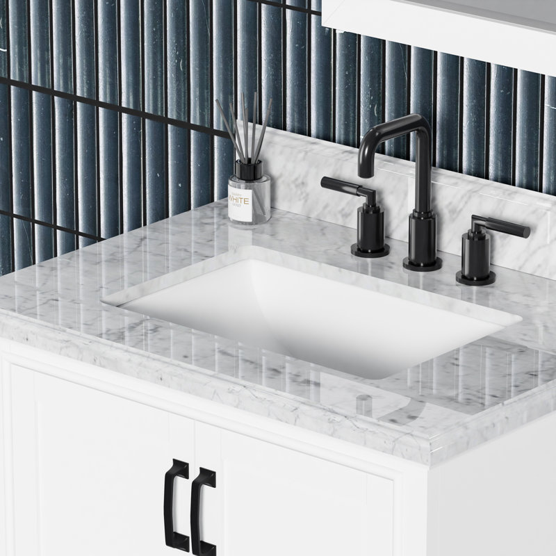 Meuble-lavabo simple 30 po avec plateau en marbre de Carrare Rhoda, pré-assemblé