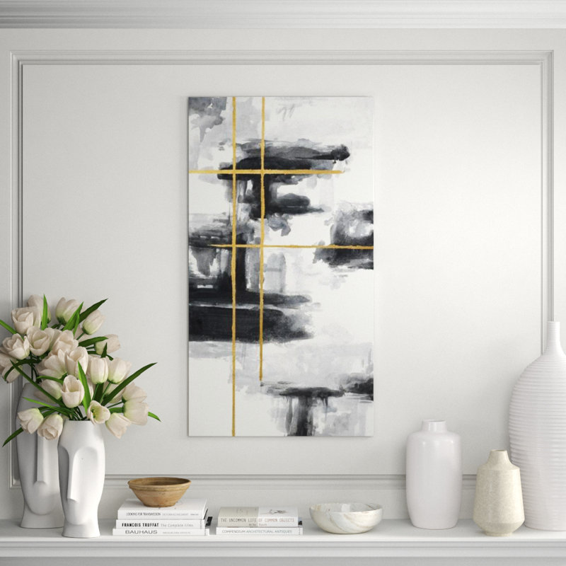 Gold Line III Painting by Sara Brown, Gild Gold, 55" H x 30" W