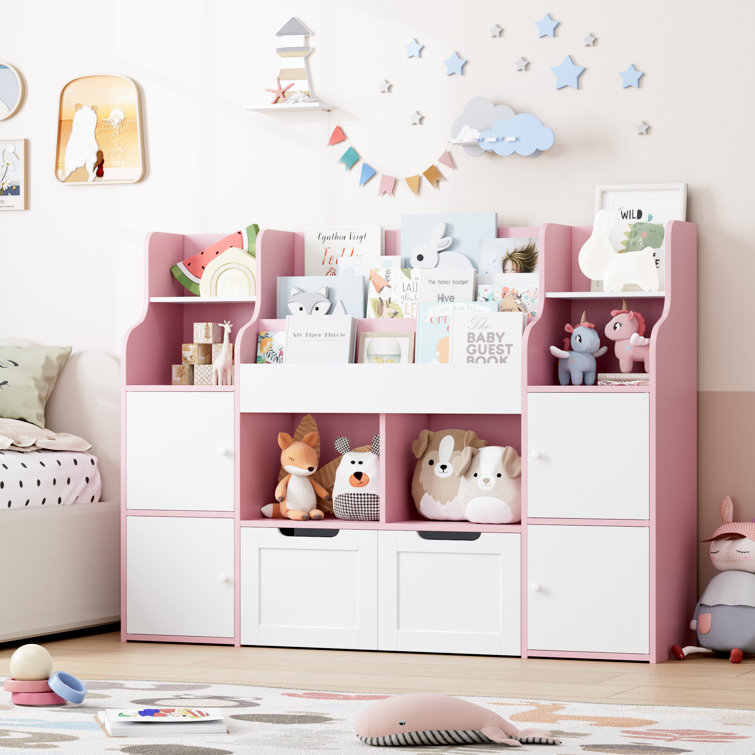 Kirklyn 48'' W 6 Cube Bookcase With 2 Removable Drawers, Wood Storage Standard Bookshelves