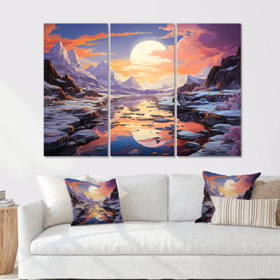 Paysage d'art kawaii en Alaska - ensemble d'art mural Glacier