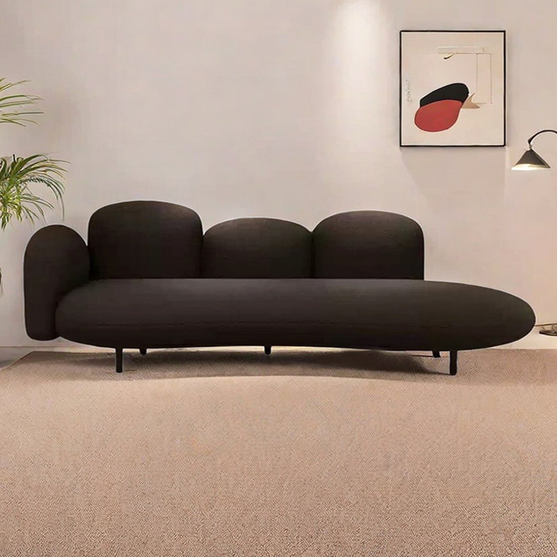 Méridienne confortable, coussin de siège épais, pied en métal, Accoudoir à gauche (vu de face), Noir