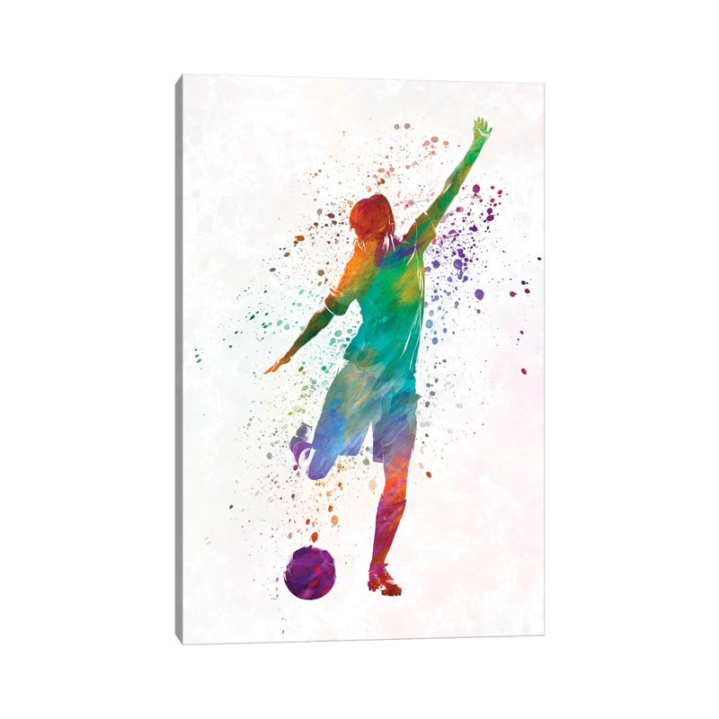 Woman Soccer Player 09 in Watercolour 1 Piece Wrapped Canvas Painting, 101.6 cm H x 66.04 cm W