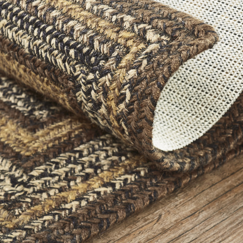 Tapis tressé géométrique Amadea en brun / brun clair / gris, Rectangle 1 pi 8 po x 2 pi 6 po