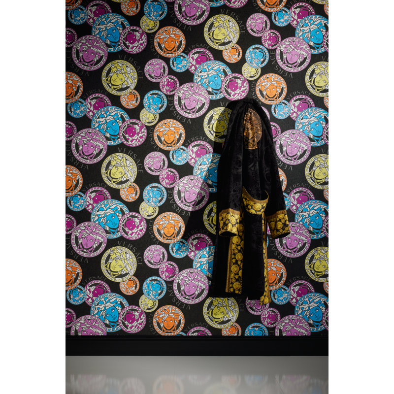 Versace Midnight Sky Monarch Unpasted Vinyl Wallpaper, Multicolor/Black