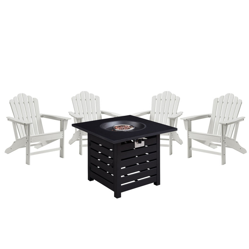 Ensemble de conversation pour 4 personnes avec table de foyer Exuma, Blanc