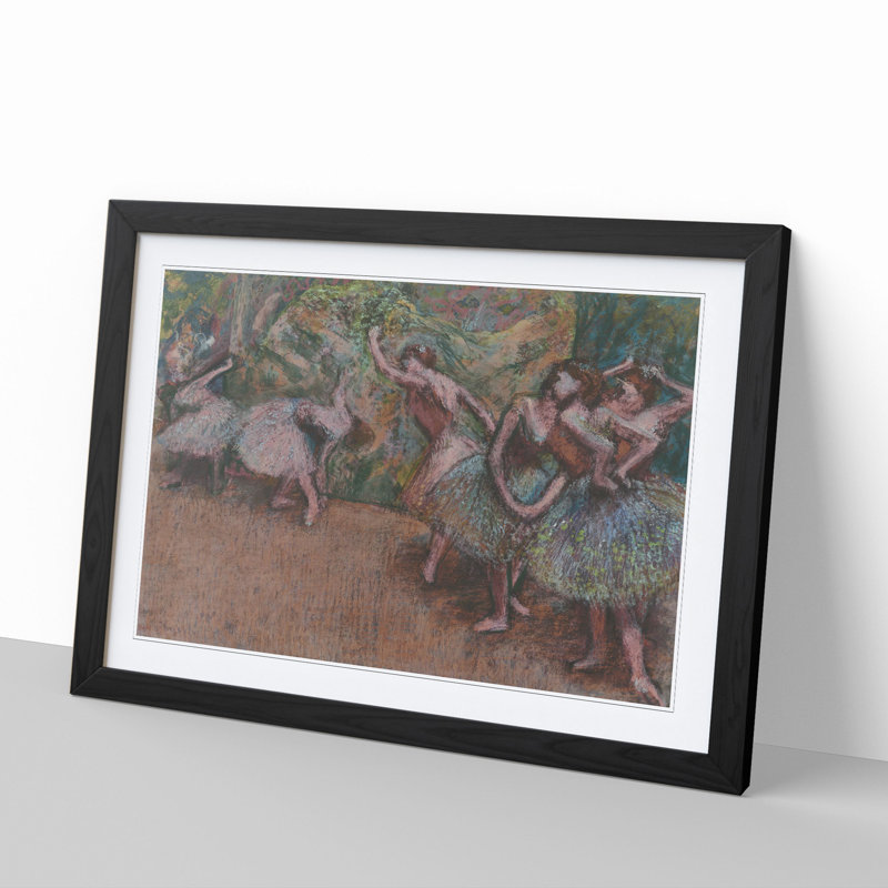 View of the Ballet Ballerina Dancers by Edgar Degas - Picture Frame Painting, Black, 27cm H x 36cm W x 2cm D