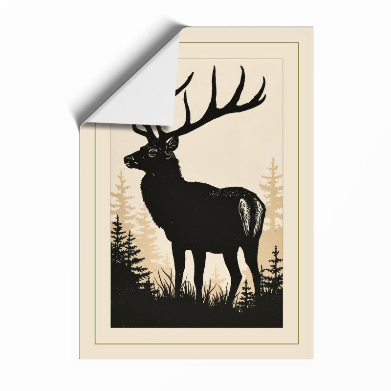 Silent Elk Scandinavian - Framed Print, Unframed, A2 - 59.4 x 42.0 cm