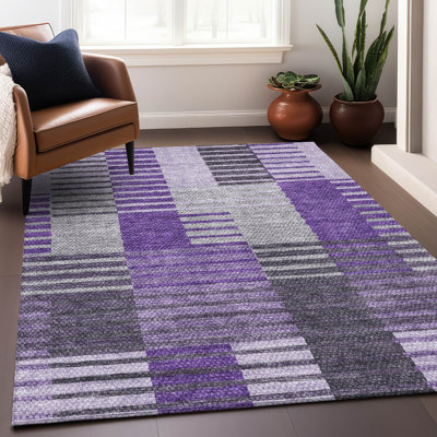 Premium Machine Washable Prisco Purple Rug