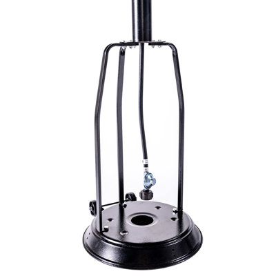 Portable Outdoor Patio Propane Heater 47,000 , 88 Inch Standing Gas With Wheels, Stainless Steel Burner, For Party, Restaurant - Black Finish Outside Heater, Residential