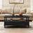 Coffee Table with Solid Wood Legs, Storage Drawers, and Open Shelf-523291142