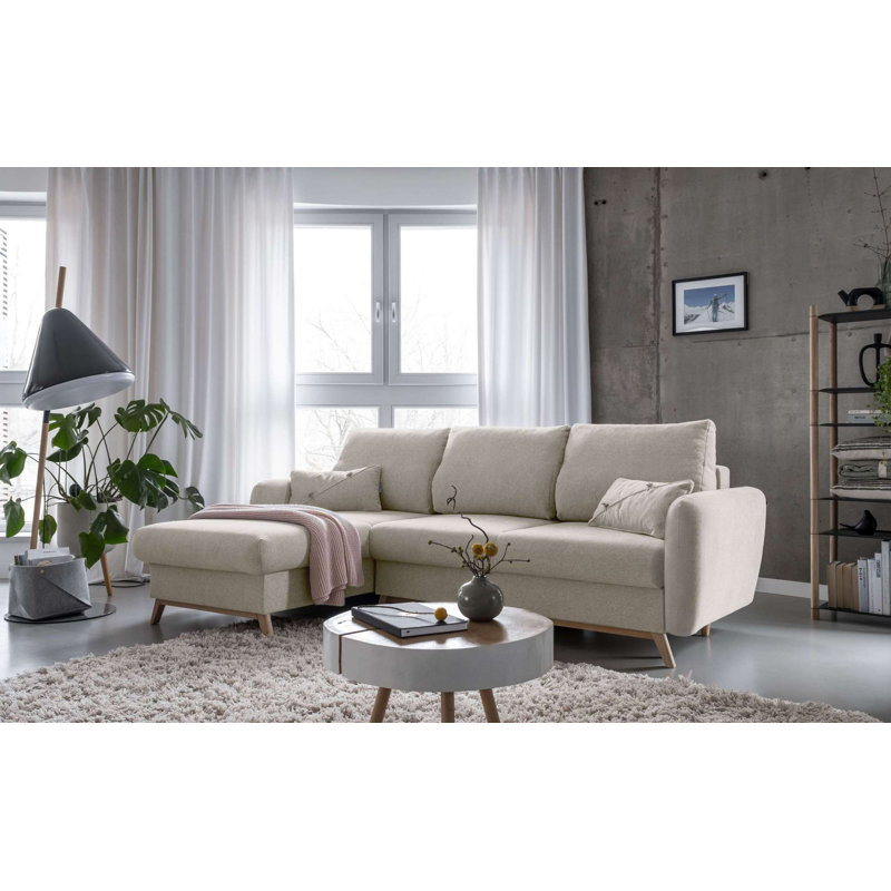 Scandic Lagom Corner Sofa Bed, Left Hand Facing, Beige