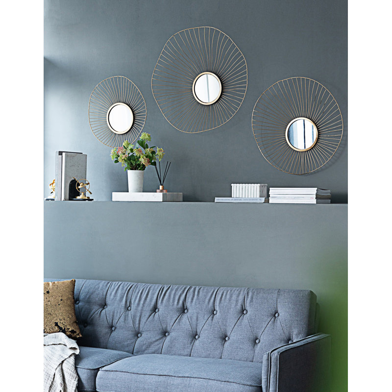 Ensemble de 3 miroirs muraux abstraits