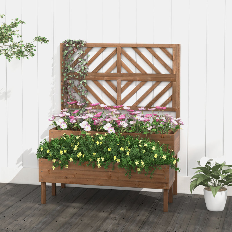 Jardinière en bois avec treillis Brentley