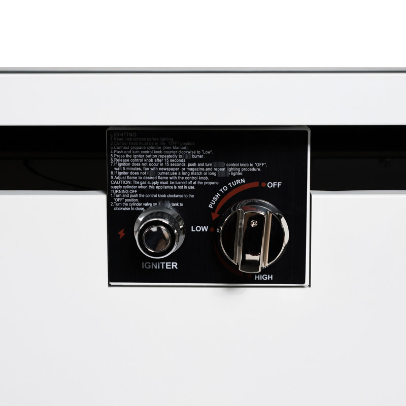 Foyer d'extérieur moderne en acier inoxydable 50000, chaleur et rouille, table blanche 25H x 42W, acier