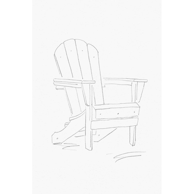 Adirondack Chair S croquis I par Jacob Green - reproduction d'art sur toile tendue, H 18 po x l 12 po x P 1,25 po