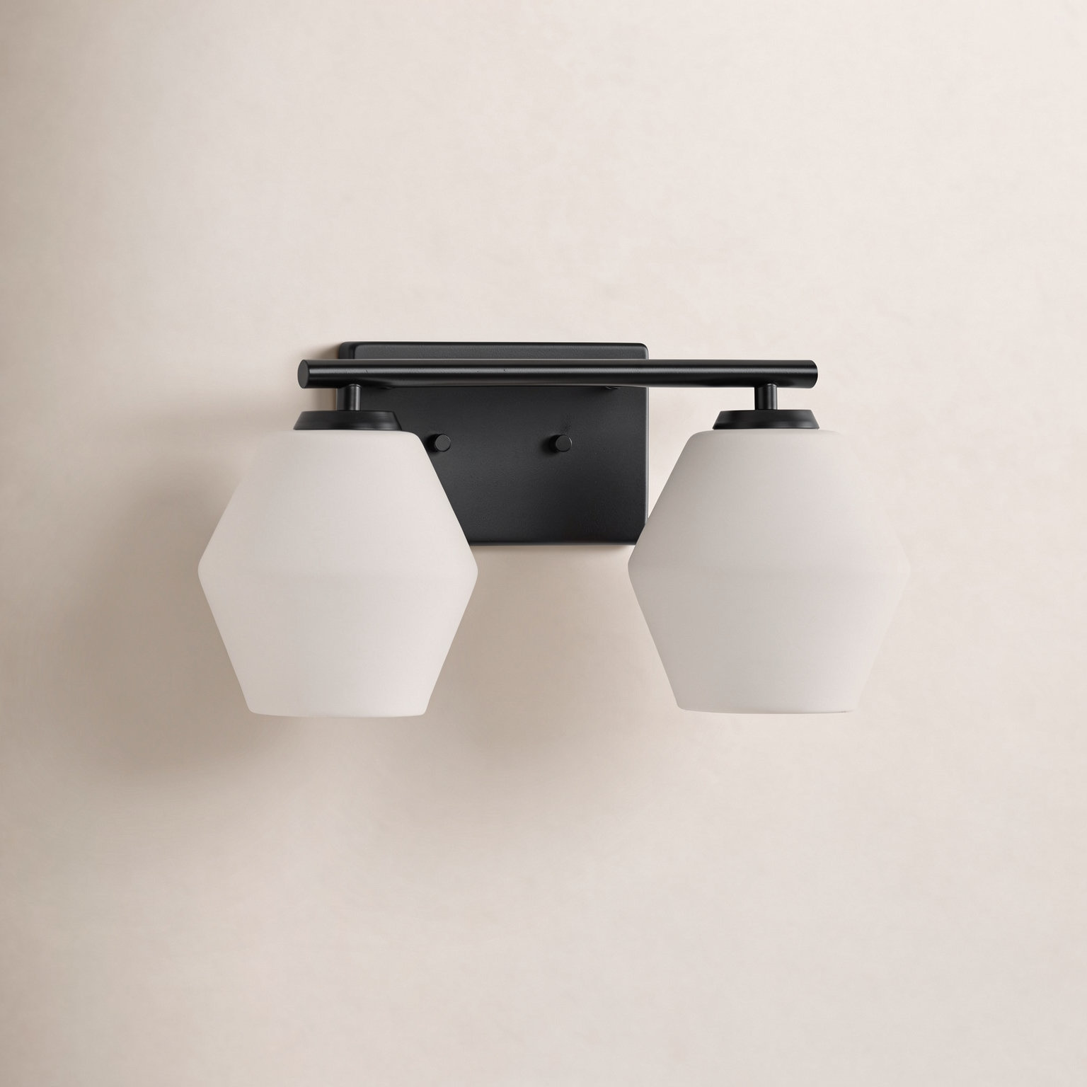 Audryna 2 Light Frosted Dimmable Vanity Light, Matte Black