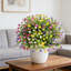 12 Bundles Artificial Flowers Outdoor UV Resistant Faux Flower and Plants Plastic Fake Greenery Shrubs for Outside Planter Porch Window Boxes Garden Decoration