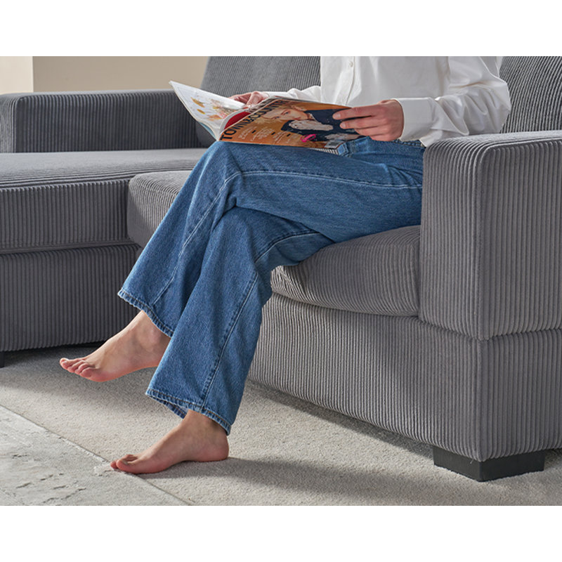 Canapé en forme de L de 106 pouces, canapé surdimensionné avec console de rangement et prise de charge, canapé de chaise longue faisant face à la gauche - canapé confortable gris
