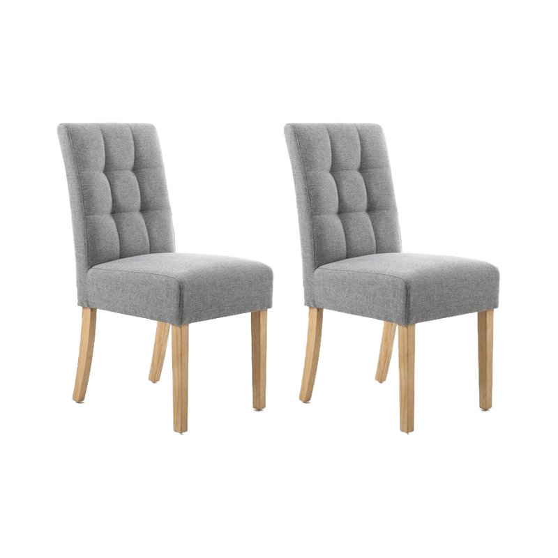 Richland 49 cm H Tufted Side Chair, Silver Grey Linen Effect, Natural