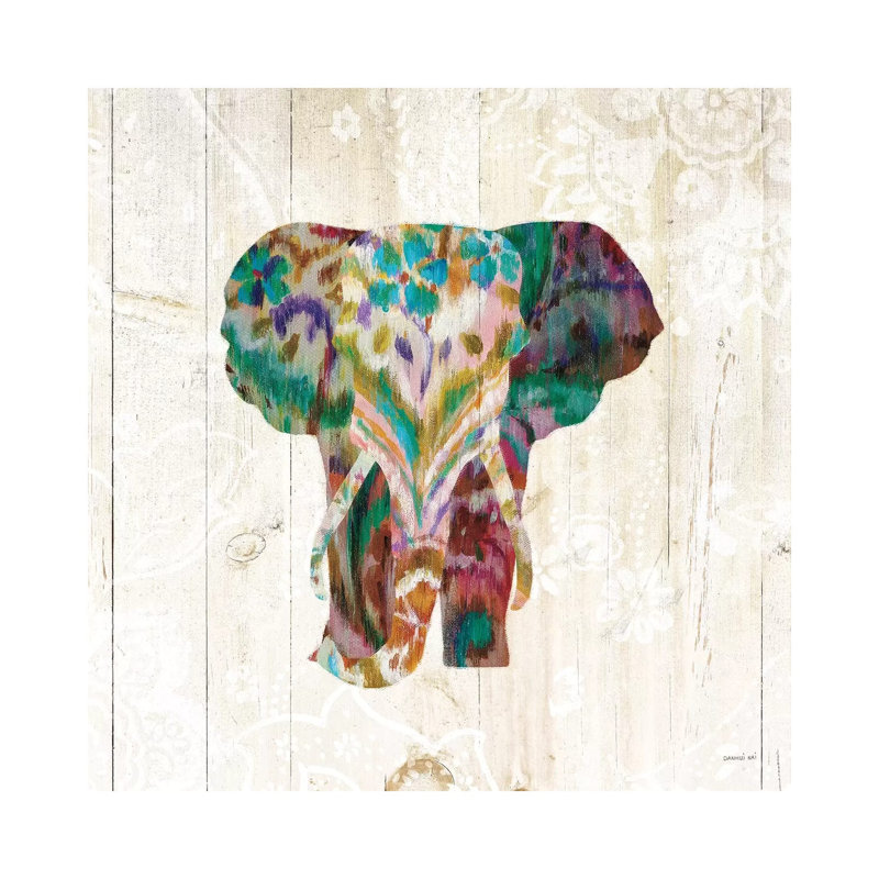 Boho Paisley Elephant III by Danhui Nai - Print on Canvas, 30.48 cm H x 30.48 cm W, Wrapped Canvas