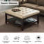 Repose-pieds de cocktail carré 33,5 po de large avec plateau de rangement-260593183