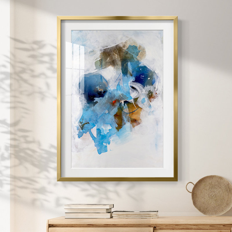 Misty Blue I -Framed Print, Gold