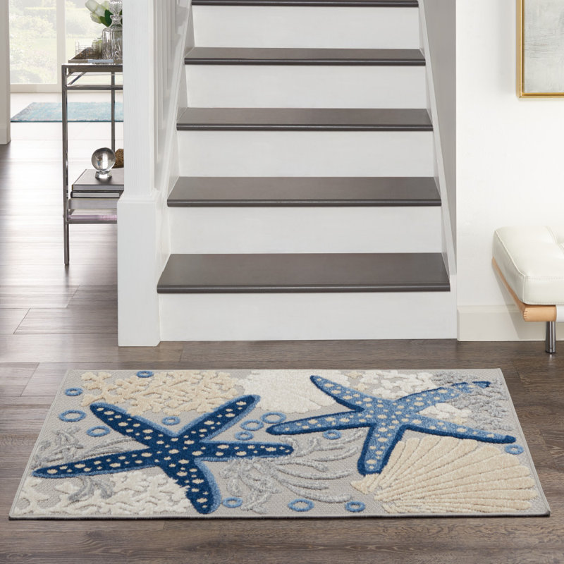 Aarav Machine Woven Floral Indoor/Outdoor Rug, Rectangle 2'8" x 4'