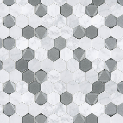 Phantom 11.82 in. x 12.01 in. Hexagon Polished Marble Mosaic Tile
