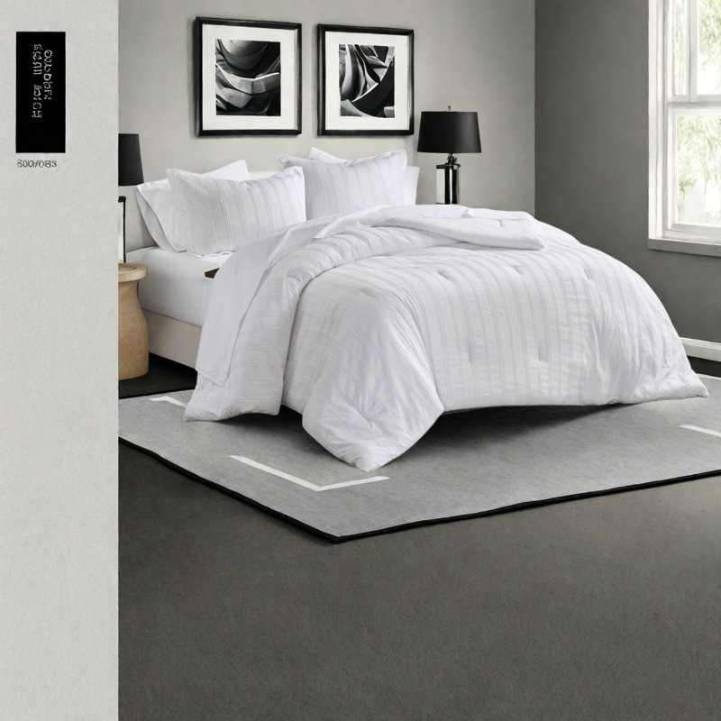 Ensembles de literie pleine douce, style moderne rayé en polyester pour la maison de dortoir