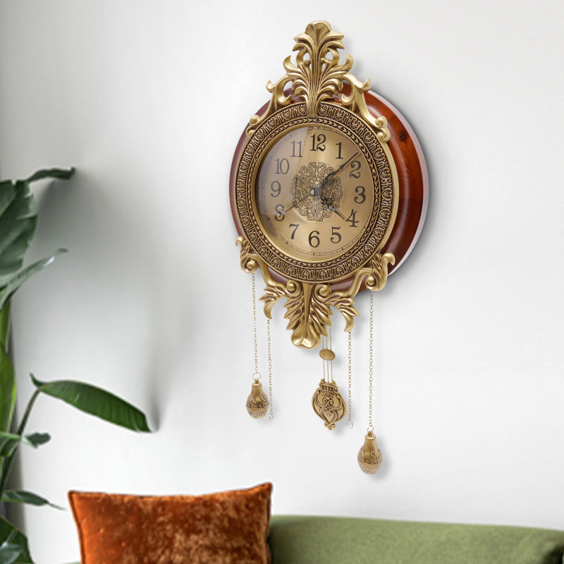 Horloge murale rétro avec pendule avec mouvement à quartz, horloge murale décorative rétro pour chambre à coucher, bureau et couloir