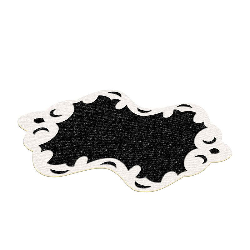 Tapis noir / blanc tissé à la machine Eicher, Nouveauté 3 pi 3 po x 5 pi 3 po