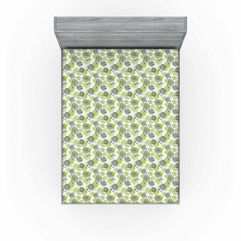 Drap-housse Ambesonne, paquet de 2, Drap-housse de taille très grand, Vert pomme / vert sauge floral