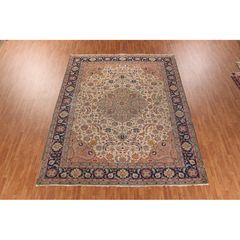 Tapis traditionnel pré-1900 à teinture végétale 10 x 13