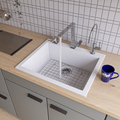 23.63'' L Single Bowl Granite Kitchen Sink