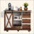 55.5" Farmhouse Kitchen Island With Drop Leaf, Kitchen Storage Island With Barn Door, Power Outlet, Rolling Kitchen Cart On Wheels With Spice Rack, For Home, Kitchen, Dining Room