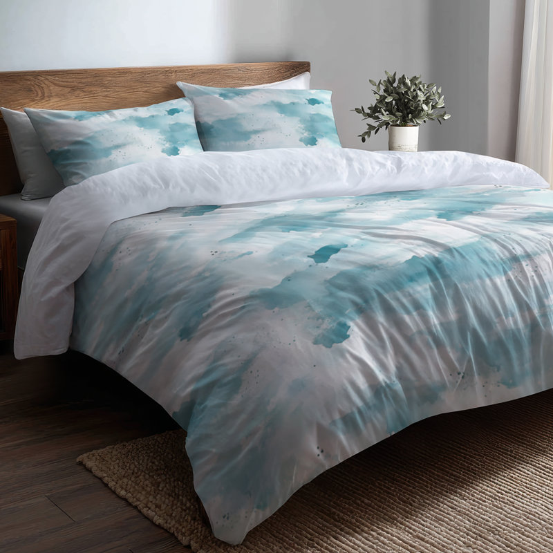 Ensemble de literie 3 pièces Coastal, Housse de couette pour grand lit et 2 taies décor