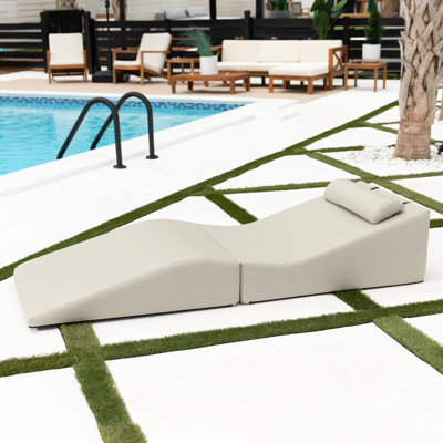 Méridienne Adanely - Luxueuse chaise longue pliante imperméable - Vinyle marine