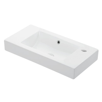 Lavabo de salle de bain vasque rectangulaire en céramique avec trop-plein Minimal