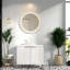 Meuble-lavabo moderne avec rangement, armoire en MDF blanc et lavabo en verre transparent