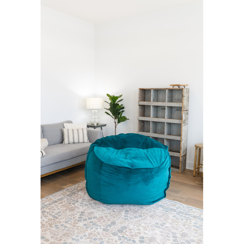 Medium Haven Luxury Foam Sack in Peacock, 30" H x 21" W x 21" D, Teal
