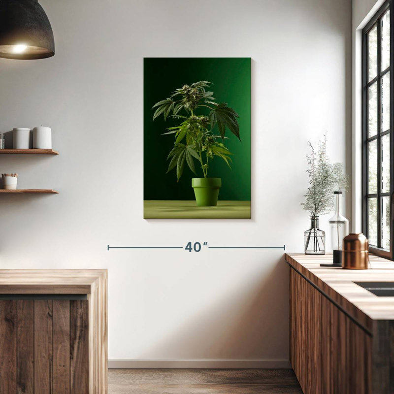 Potted Marijuana Plant, 36" H x 24" W