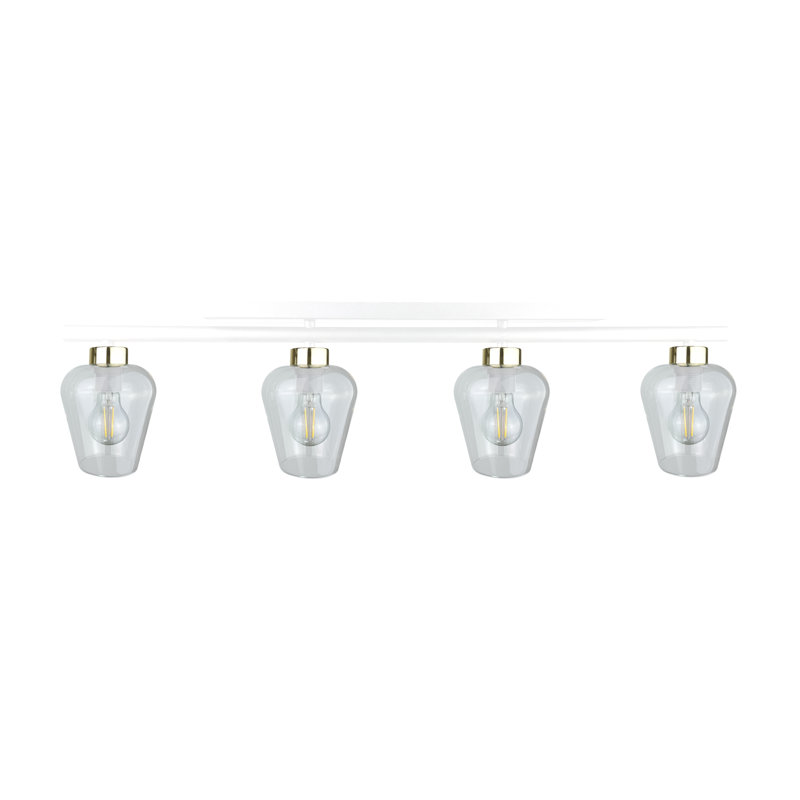 Randall Glass Flush Mount, White/Gold