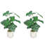 30 po Alocasia artificielle avec pot blanc (ensemble de 2), plante artificielle tropicale réaliste pour la décoration intérieure, le salon, la chambre à coucher et le bureau