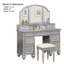 Meuble-lavabo de style transitionnel 1pc avec ensemble de tabouret à poignées avec tiroirs de rangement et 3 tiroirs-573363707