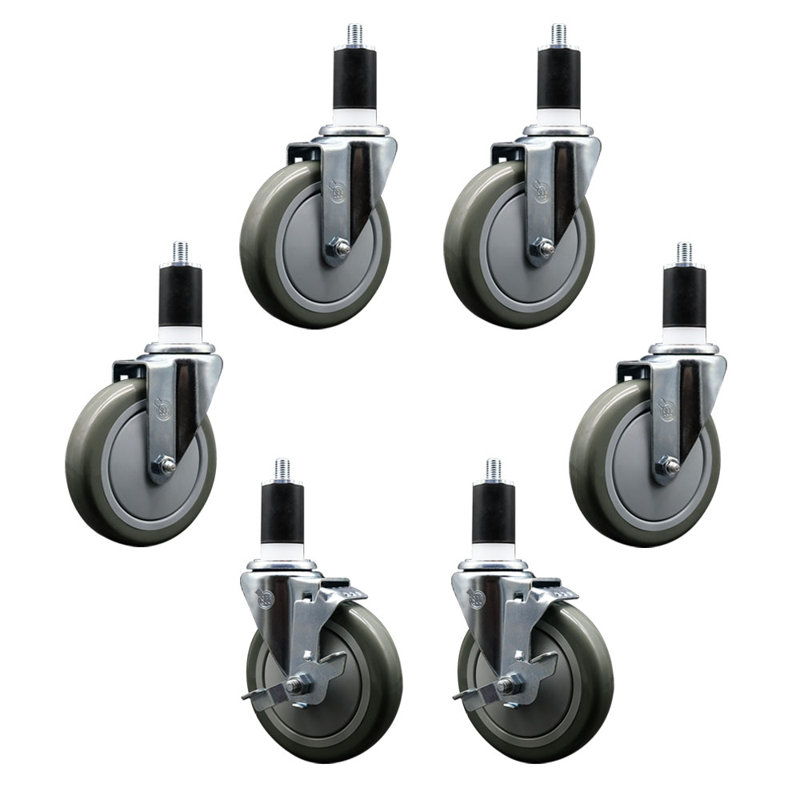 Ensemble de roulettes de rechange 5 pouces avec freins Regency 600CASTER6 - Roulettes de service