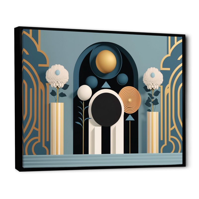 «Graphic Bliss Abstract Futuristic Architecture» sur impression sur toile, H 24 po x l 32 po x P 1 po, Cadre flottant noir